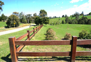 Two rail timber fence