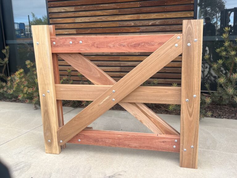 Norwood 3 rail heavy duty spotted gum timber farm gate