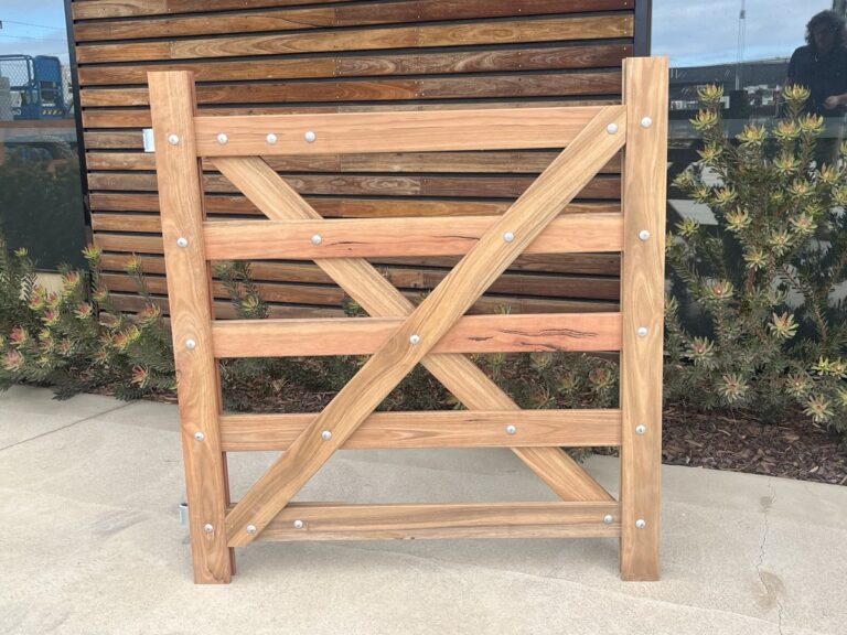 Norwood 5 rail spotted gum timber farm gate