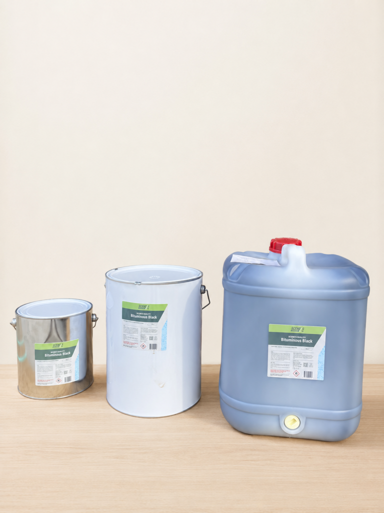 Sceneys Quality Bituminous Black in 4L, 10L and 20L
